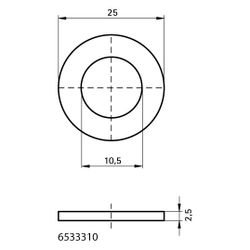 Walraven Unterlegscheibe flach, 10,5x25x2,5mm MLAR, für Schiene WM0-35, elektrolytisc... WALRAVEN-6533310 8712993070312 (Abb. 1)
