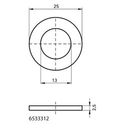 Walraven Unterlegscheibe flach, 13x25x2,5mm MLAR, für 38x40mm, elektrolytisch verzink... WALRAVEN-6533312 8712993070329 (Abb. 1)