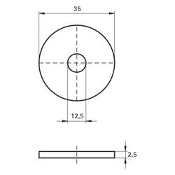 Walraven Unterlegscheibe flach, 12,5x35x2,5mm MLAR, für 50x40mm, elektrolytisch verzi... WALRAVEN-6533412 8712993283866 (Abb. 1)