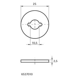Walraven Unterlegscheibe flach, 10,5x25x2,5mm, für RapidRail, Edelstahl 1.4401... WALRAVEN-6537010 8712993067046 (Abb. 1)