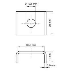 Walraven Unterlegscheibe U-förmig, 30x34,5x11mm Innendurchmesser 12,5mm, für RapidRai... WALRAVEN-6537813 8712993060795 (Abb. 1)
