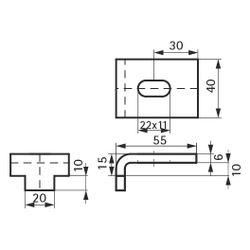 Walraven Strut Trägerklemmplatte plus, M10 40x55mm für Flanschstärke bis 10mm, Edelst... WALRAVEN-6571751 8712993551163 (Abb. 1)
