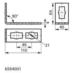 Walraven PushStrut Knopfverbinder 90 Grad flach, QW3/90, 110x64x40mm, elektrolytisch ... WALRAVEN-6594001 8712993984497 (Abb. 1)