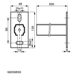 Walraven RapidRail Wandkonsole 38x40mm BUP, Länge 500mm mit cm-Skala... WALRAVEN-66036850 8712993883202 (Abb. 1)
