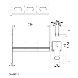 Walraven RapidStrut Wandkonsole 41H BUP, Länge 750mm mit Schnittmarkierungen... WALRAVEN-66084175 8719942086806 (Abb. 1)
