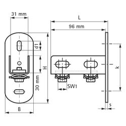 Walraven RapidRail Schienenfuß für Wand, Decken oder Boden, für Schiene 30x15/20/30mm... WALRAVEN-6617210 8719942022651 (Abb. 1)
