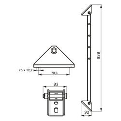 Walraven Gelenkstützbalken Länge 929mm, kürzbar, für Strut Maxx, sendzimirverzinkt un... WALRAVEN-6621083 8719942006231 (Abb. 1)