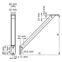 Walraven Stützbalken 45 Grad 250mm Höhe für Strut, Edelstahl V4A... WALRAVEN-6627220 8712993284801 (Abb. 1)