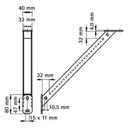 Walraven Stützbalken 45 Grad 350mm Höhe für Schiene WM 0/1/15/2/30, elektrolytisch ve... WALRAVEN-6628230 8712993072996 (Abb. 1)