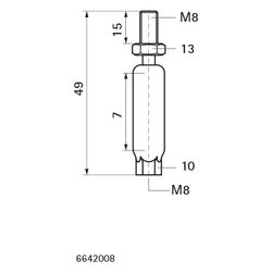 Walraven Kugelgelenk, Länge 49mm M8x15mm einfache Höhenverstellung, Kontrollloch, ele... WALRAVEN-6642008 8712993284832 (Abb. 1)