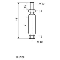 Walraven Kugelgelenk, Länge 49mm M10x15mm einfache Höhenverstellung, Kontrollloch, el... WALRAVEN-6642010 8712993284849 (Abb. 1)