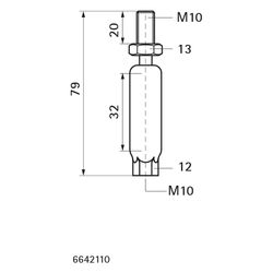 Walraven Kugelgelenk, Länge 74mm M10x15mm einfache Höhenverstellung, Kontrollloch, el... WALRAVEN-6642110 8712993284863 (Abb. 1)