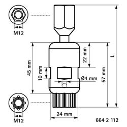 Walraven Kugelgelenk, Länge 90mm M12x18mm einfache Höhenverstellung, Kontrollloch, el... WALRAVEN-6642112 8712993324286 (Abb. 1)
