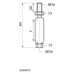 Walraven Kugelgelenk, Länge 64mm M10x30mm einfache Höhenverstellung, Kontrollloch, el... WALRAVEN-6644010 8712993332243 (Abb. 1)