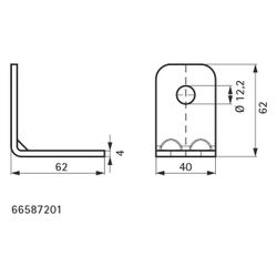 Walraven Strut Schienenverbinder 90 Grad, 62x40x62mm mit 2-Loch 12, Edelstahl 1.4404... WALRAVEN-66587201 8719942028400 (Abb. 1)
