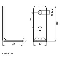 Walraven Strut Schienenverbinder 90 Grad, 62x40x110mm mit 3-Loch 12, Edelstahl 1.440... WALRAVEN-66587221 8719942028431 (Abb. 1)