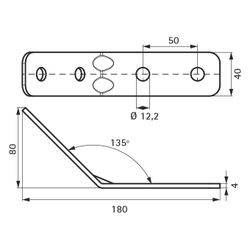 Walraven Strut Schienenverbinder 135 Grad, 180x40x80mm lang/lang mit 4-Loch 12, Edel... WALRAVEN-66587256 8719942028493 (Abb. 1)