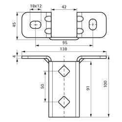 Walraven Strut Schienenfuß T-Form, 138x45x100mm, Edelstahl 1.4401... WALRAVEN-66587361 8719942029087 (Abb. 1)