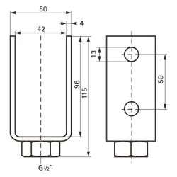 Walraven Strut Adapter für HD-Rohrschellen BUP1000 1/2", Länge 50mm... WALRAVEN-66588290 8719942088558 (Abb. 1)