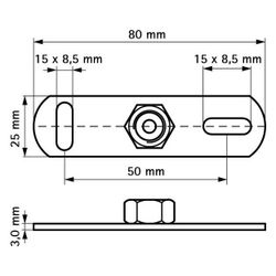 Walraven Grundplatte 670, Innengewinde M8 Länge 80mm 4-fach angeschweißte Mutter, ele... WALRAVEN-6703008 8712993003235 (Abb. 1)