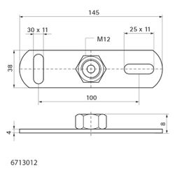Walraven Grundplatte widerstandsgeschweißt, Innengewinde M12 Länge 145mm 4-fach, elek... WALRAVEN-6713012 8712993006748 (Abb. 1)