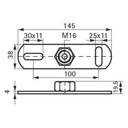 Walraven Grundplatte CO2-geschweißt, Innengewinde M16 Länge 145mm, elektrolytisch ver... WALRAVEN-6719016 8712993285105 (Abb. 1)