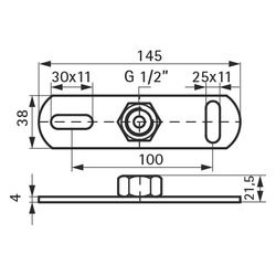 Walraven Grundplatte CO2-geschweißt, Innengewinde 1/2" Länge 145mm, elektrolytisch ve... WALRAVEN-6719021 8712993285129 (Abb. 1)