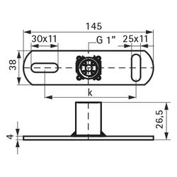 Walraven Grundplatte CO2-geschweißt, Innengewinde 1" Länge 145mm, elektrolytisch verz... WALRAVEN-6719033 8712993285136 (Abb. 1)