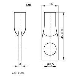 Walraven Blattschraube, M8x45mm Breite 13,5mm Stärke 3,5mm, Stahl elektrolytisch verz... WALRAVEN-6803008 8712993285327 (Abb. 1)