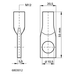 Walraven Blattschraube, M12x55mm Breite 20,5mm Stärke 5,5mm, Stahl elektrolytisch ver... WALRAVEN-6803012 8712993285341 (Abb. 1)