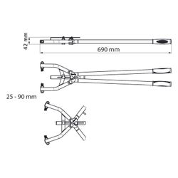 Walraven Trapezlochzange, Spannweite 25-90mm inkl. Stanznippel Durchmesser 10,5mm, bi... WALRAVEN-6920012 8712993322022 (Abb. 1)