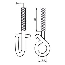 Walraven Sicherheitshaken, M8 Länge 30mm Durchmesser 16,5mm, elektrolytisch verzinkt... WALRAVEN-6940008 8712993542741 (Abb. 1)