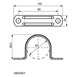 Walraven Rohrband 1-teilig, Durchmesser 60mm für Kabel, Stahl- und Kunststoffrohr, el... WALRAVEN-0805061 8712993266432 (Abb. 1)