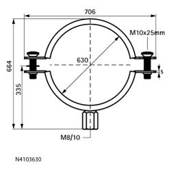 Walraven Lüftungsschelle N, 630mm M8/M10 Zweischraubenschelle, EPDM, elektrolytisch ... WALRAVEN-N4103630 8712993636778 (Abb. 1)