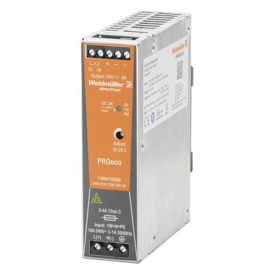 Weidmüller Schaltnetzteil PRO ECO 72W 24V 3A, 125x34x100mm, IP20, Schraubanschluss