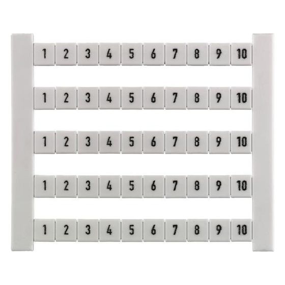 Weidmüller Klemmenmarkierer DEK 5 FWZ 1-10, 5x5mm, Rastermaß 5mm, Weiß