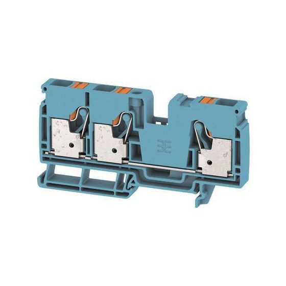Weidmüller Durchgangs-Reihenklemme A-Reihe A3C 10 BL, 102x10x51,5mm, 1000V, 57A, Steckanschluss, Thermoplast, Blau