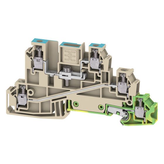 Weidmüller Verteiler-Reihenklemme WDL 2.5/NT/L/PE, 400 V 24 A 6,1x90x48mm, Thermoplast, Beige