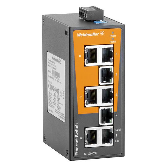 Weidmüller Netzwerk Switch Basic Line IE-SW-BL08-8TX, 8 Ports, 114x50x70mm, IP30