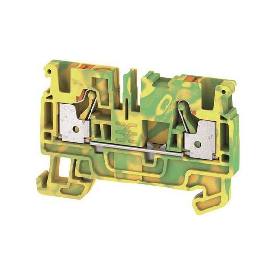 Weidmüller Schutzleiterklemme A-Reihe A2C 4 PE, 2 Anschlüsse, 4mm2, Thermoplast, Grün/Gelb
