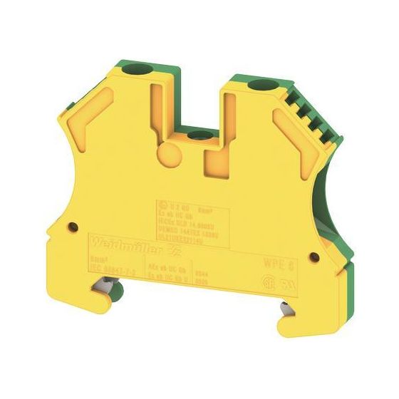 Weidmüller Erdungsklemme WPE 6, 6mm2, Thermoplast, Grün/Gelb