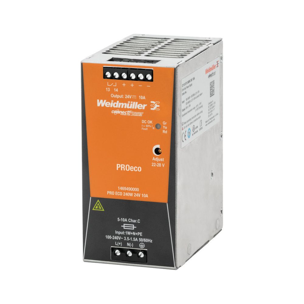 Weidmüller Schaltnetzgerät PRO ECO 240W 24V 10A, 125x60x100mm, IP20, Schraubans... WEIDMUELLER-1469490000 4050118275599 (Abb. 2)