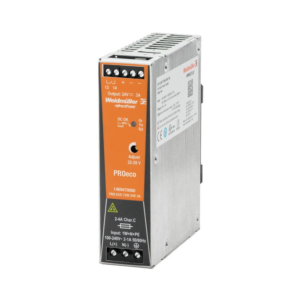 Weidmüller Schaltnetzteil PRO ECO 72W 24V 3A, 125x34x100mm, IP20, Schraubanschl... WEIDMUELLER-1469470000 4050118275711 (Abb. 2)