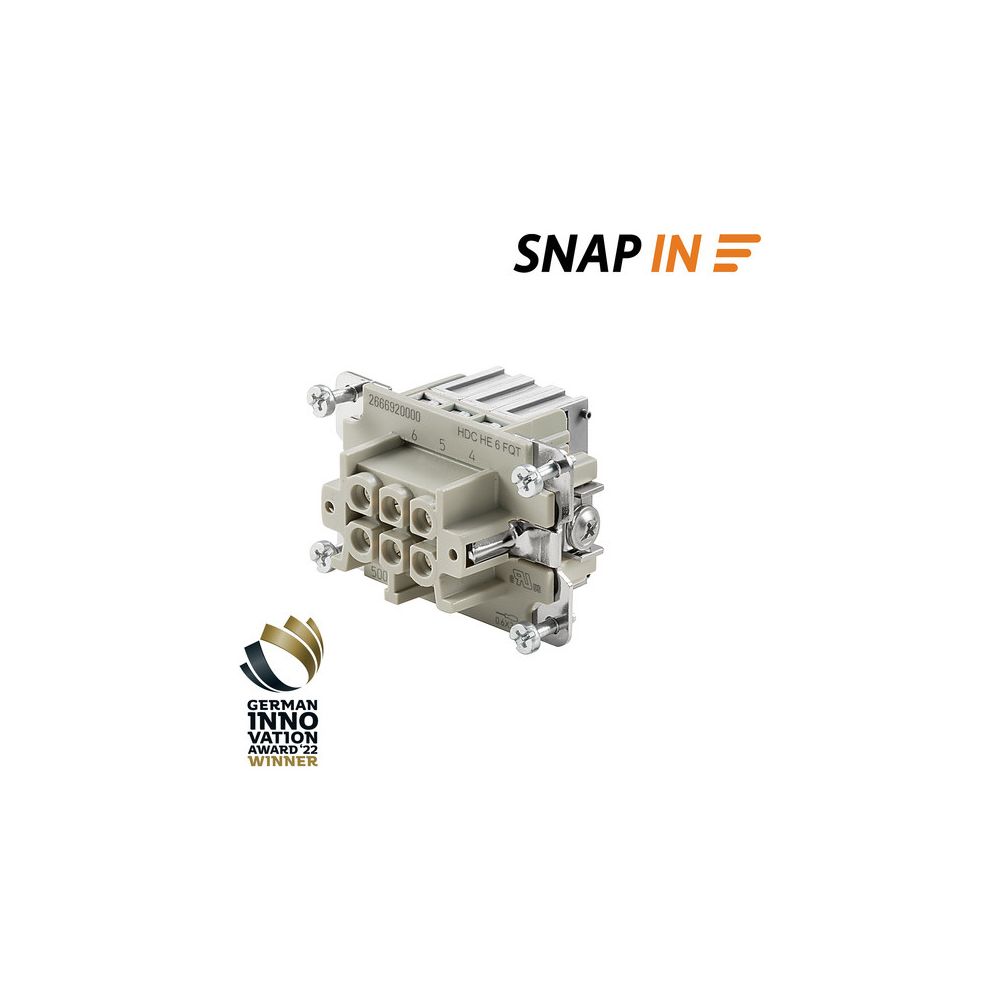 Weidmüller Kontakteinsatz HE 06 FQT, 6-polig, 24A, 500V, 1mm2, Silber, Kupferle... WEIDMUELLER-2666920000 4050118898101 (Abb. 2)