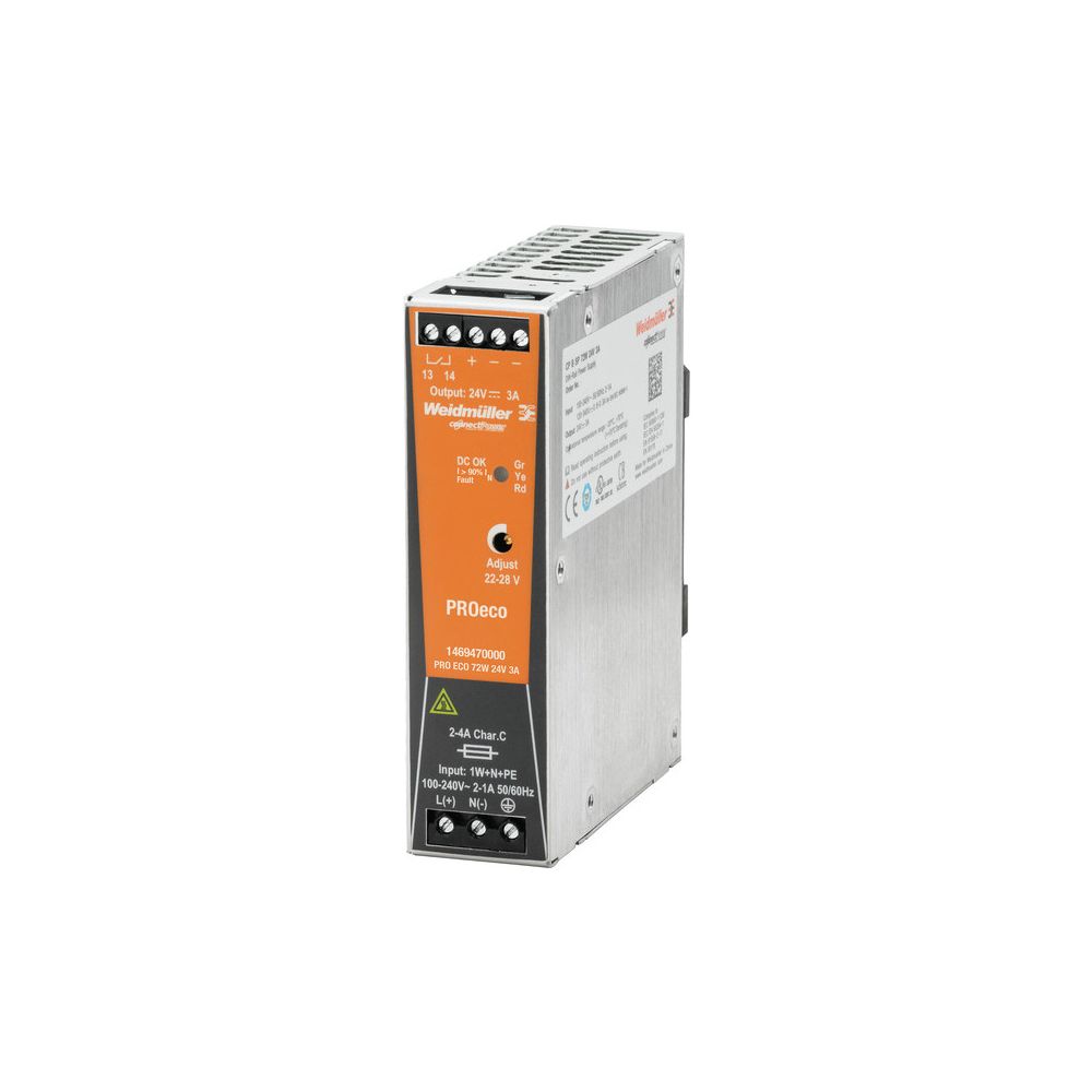 Weidmüller Schaltnetzteil PRO ECO 72W 24V 3A, 125x34x100mm, IP20, Schraubanschl... WEIDMUELLER-1469470000 4050118275711 (Abb. 3)