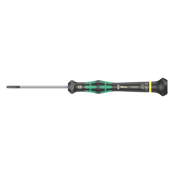 Wera Elektronik-Schlitzschraubendreher Kraftform Micro 2035, 0,4x2x60mm, Black Point Spitze, 2-Komponenten-Griff