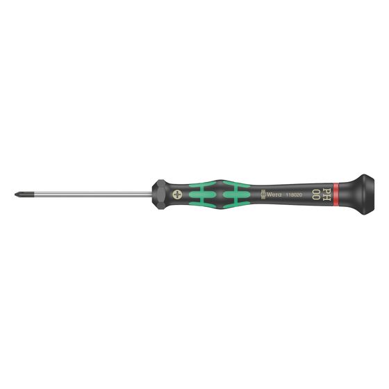 Wera Elektronik-Kreuzschlitzschraubendreher Kraftform Micro 2050 PH, PH 00 x 60mm, 2-Komponenten-Griff