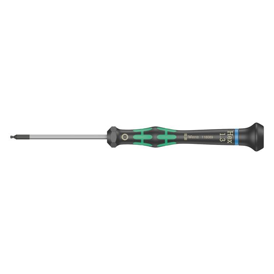 Wera Elektronik-Sechskant-Kugelkopfschraubendreher Kraftform Micro 2052, 1,3x60mm, Black Point
