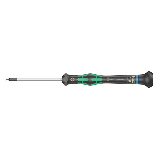 Wera Elektronik-Sechskant-Kugelkopfschraubendreher Kraftform Micro 2052, 1,5x60mm, Black Point Spitze