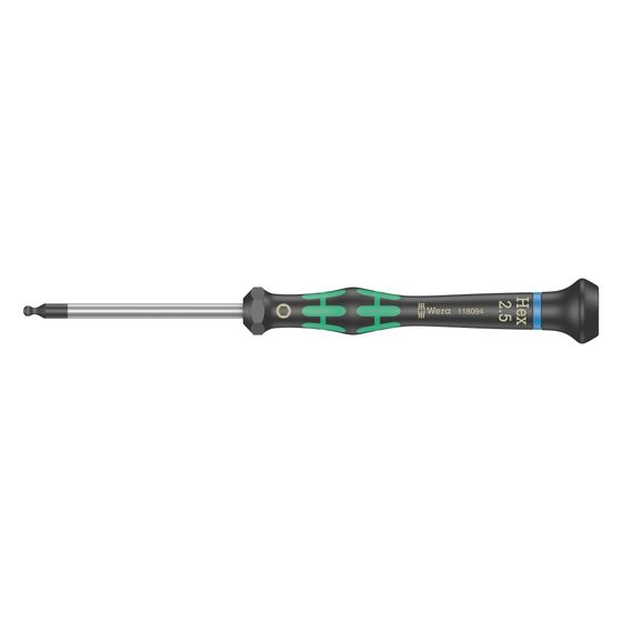 Wera Elektronik-Sechskant-Kugelkopfschraubendreher Kraftform Micro 2052, 2,5x60mm, Black Point, Nicromatt